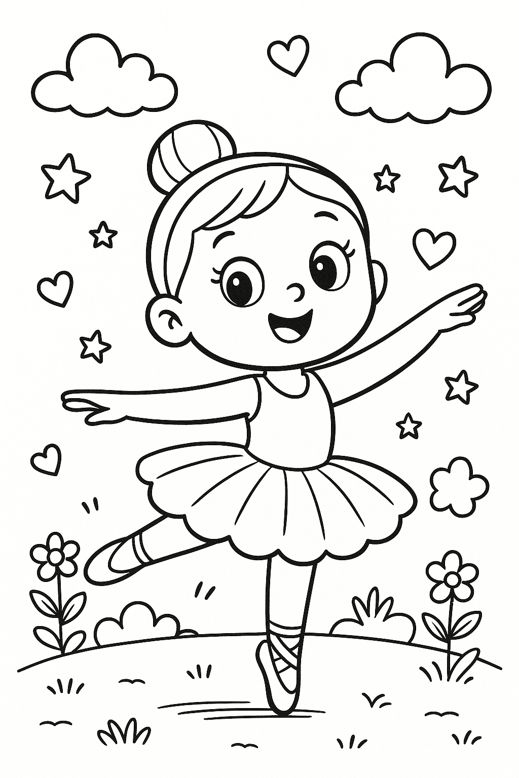 The ballerina dances.