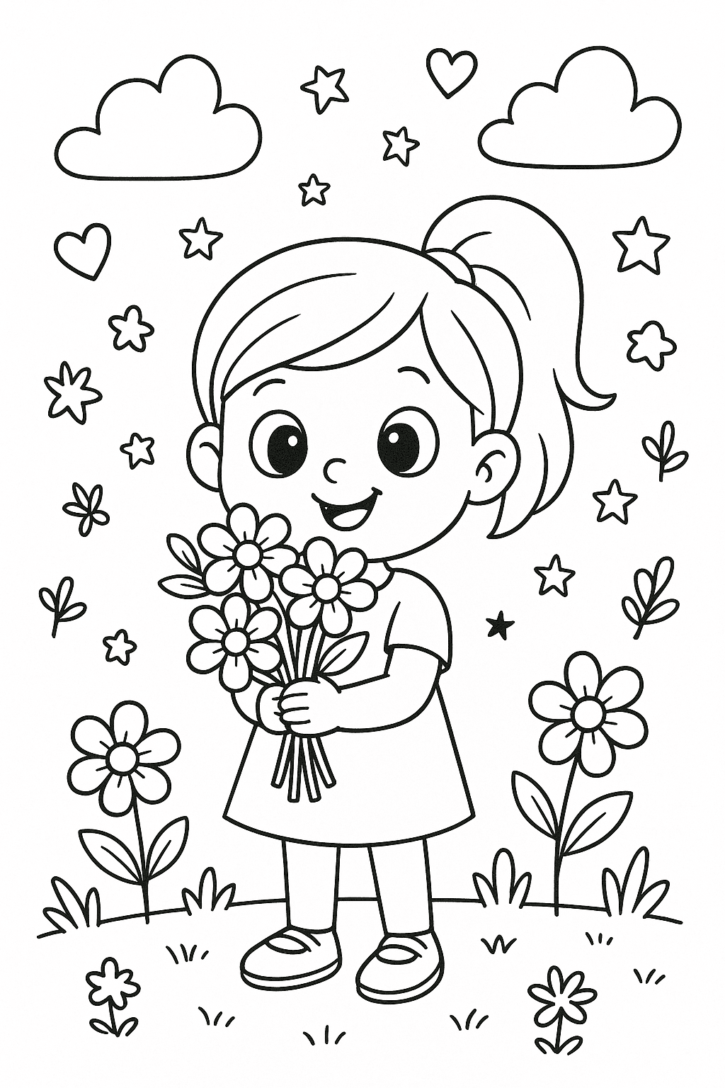 Le prémon Léna avec des fleurs