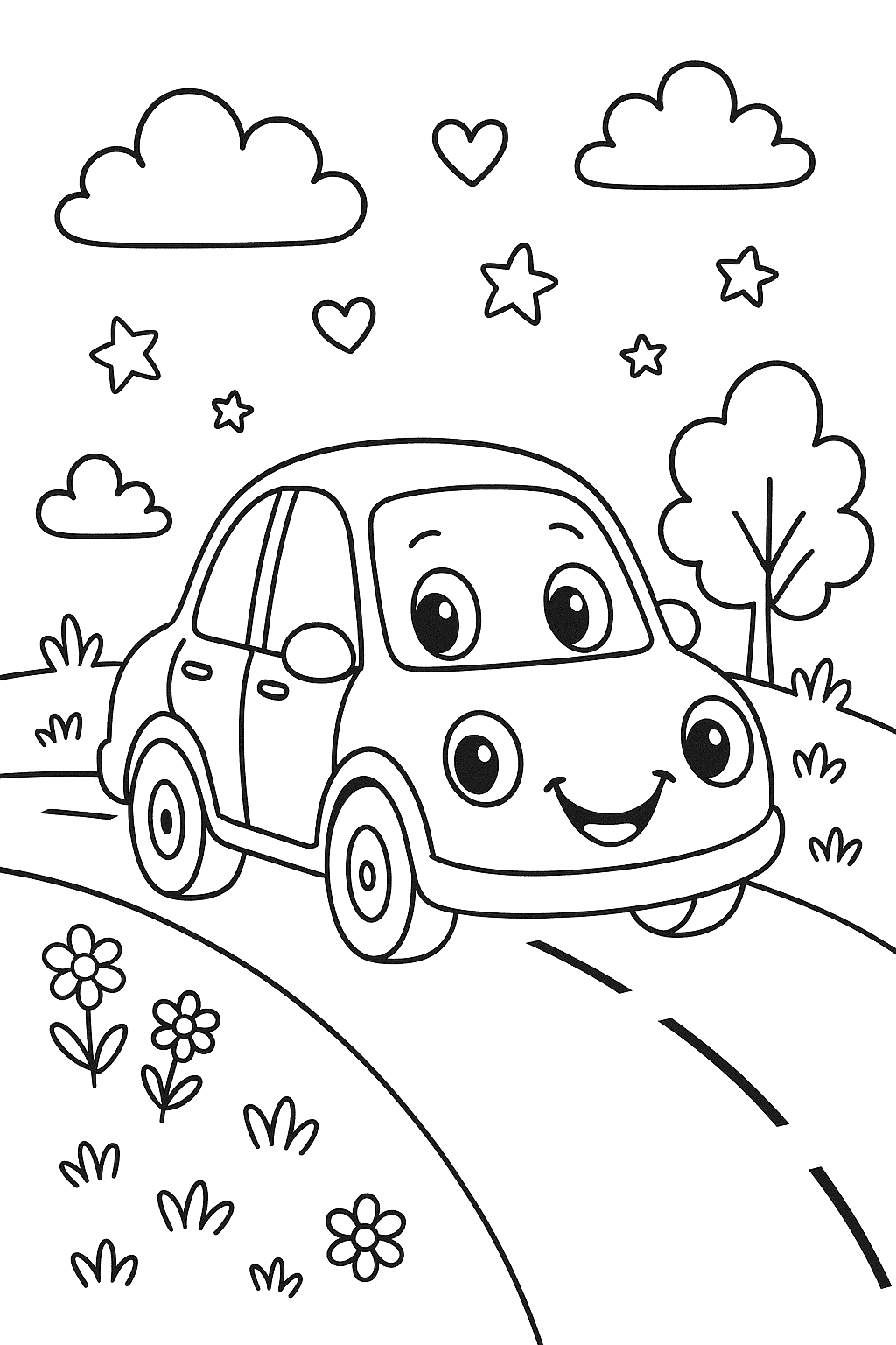 a car is going on the road