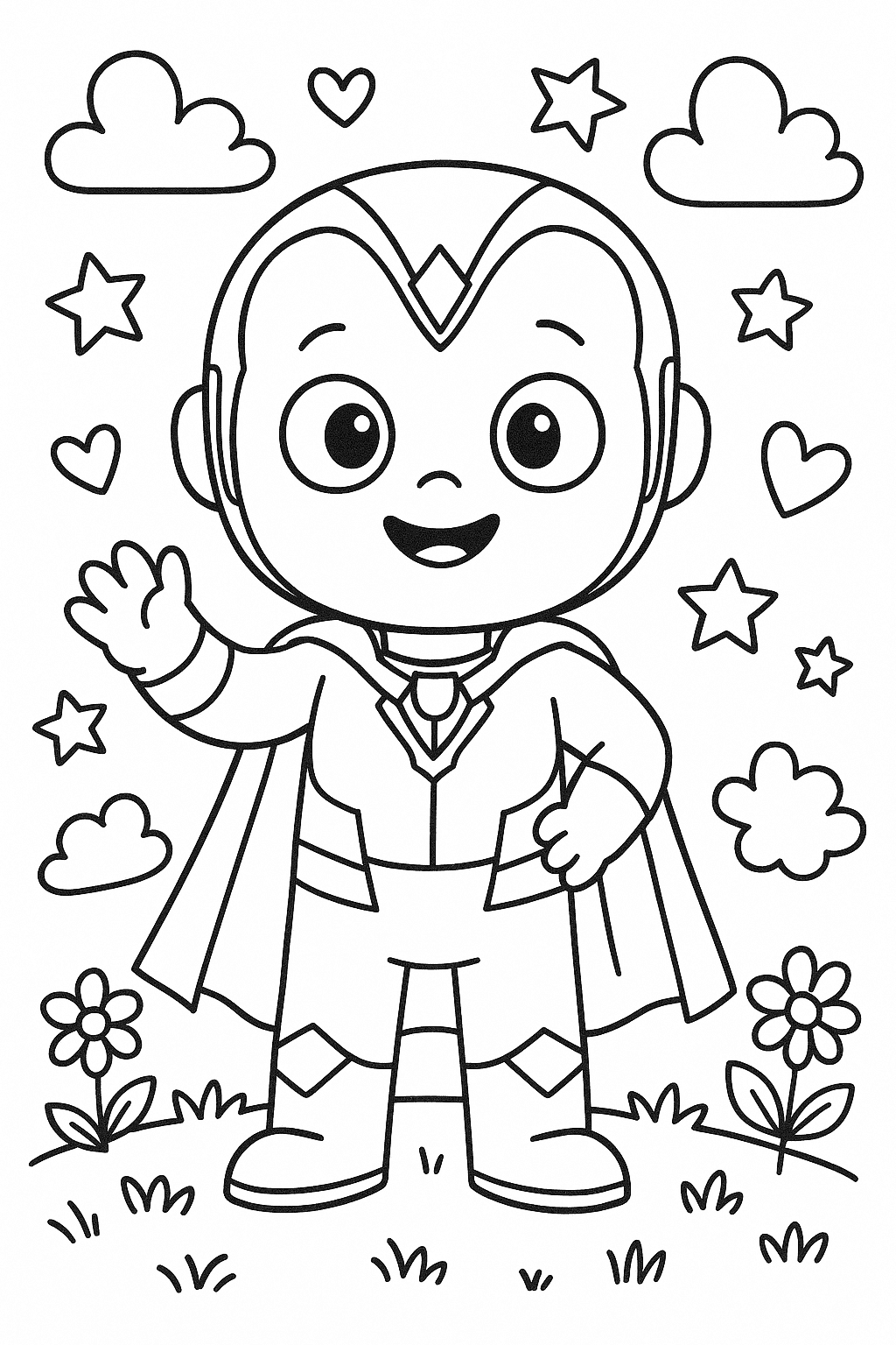 Coloring poster of avengers character vision