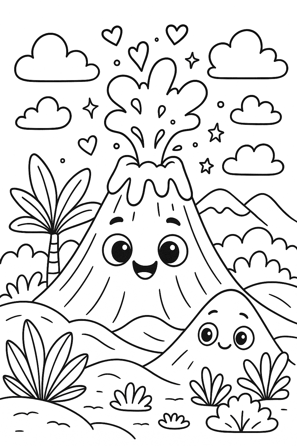 Coloriage d'un volcan comme il y a sur l'île de la Réunion