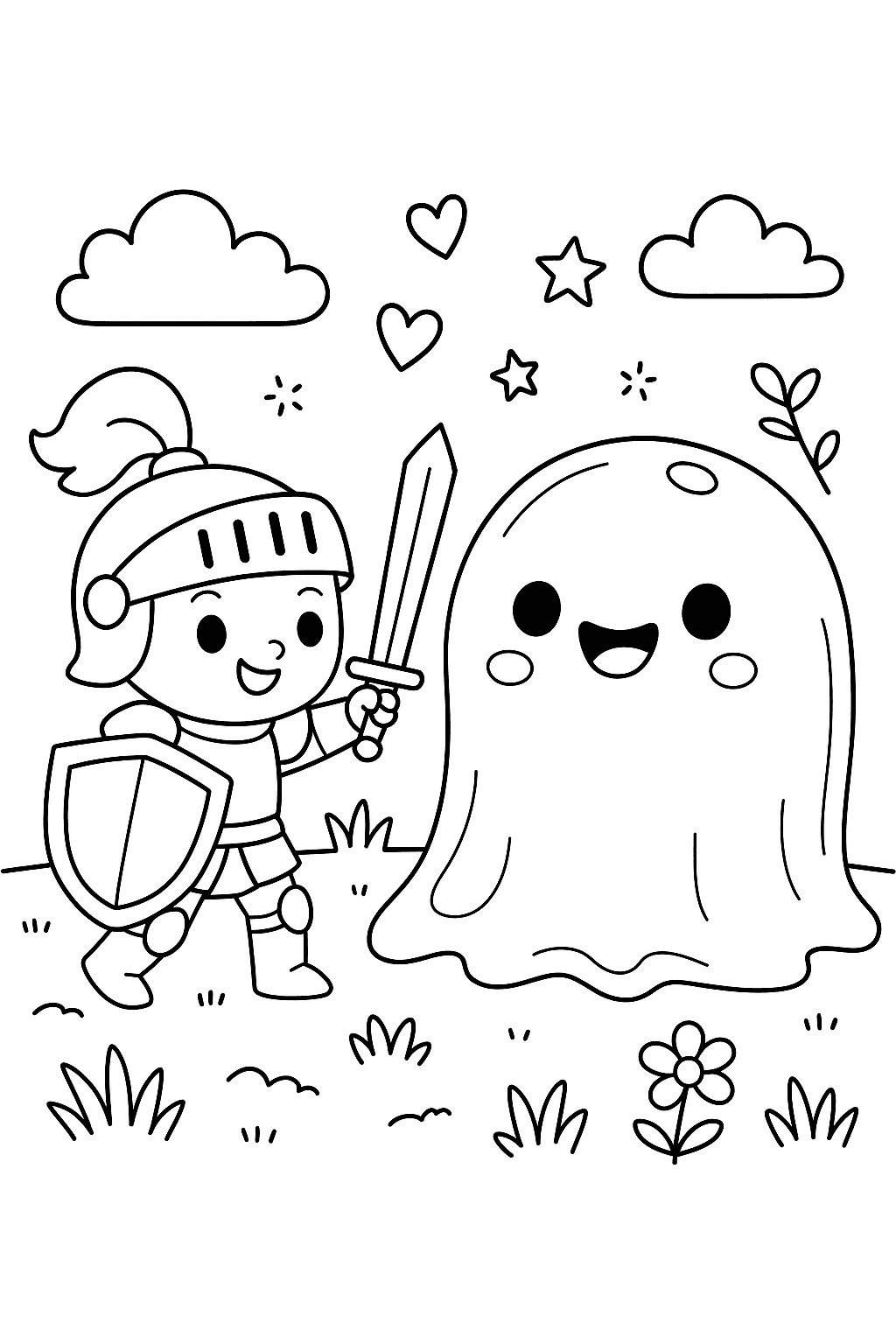 Un chevalier qui combat une gelée géante