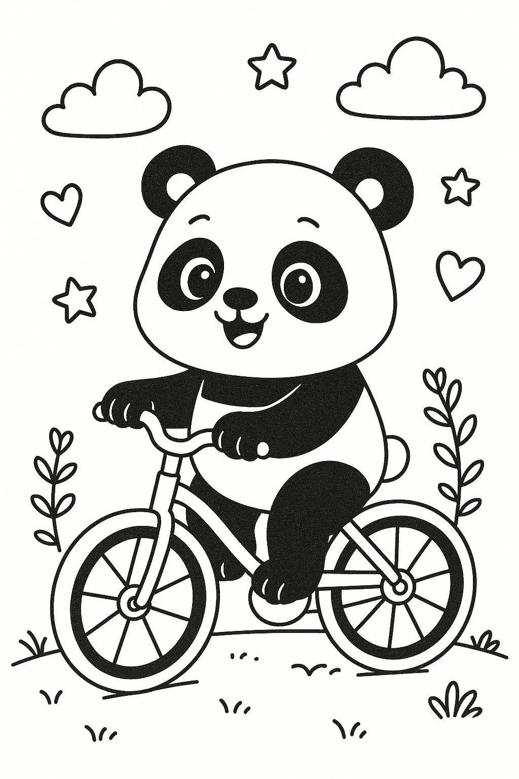 Un panda qui fait du vélo