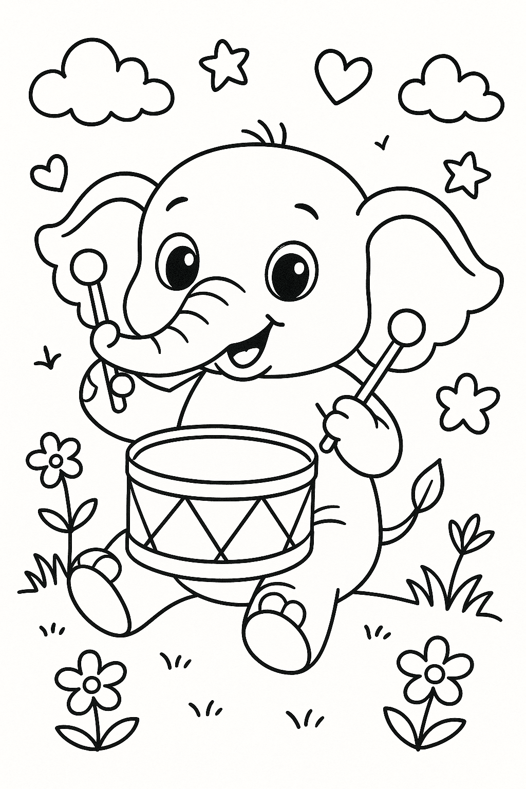 Un éléphant qui joue du tambour