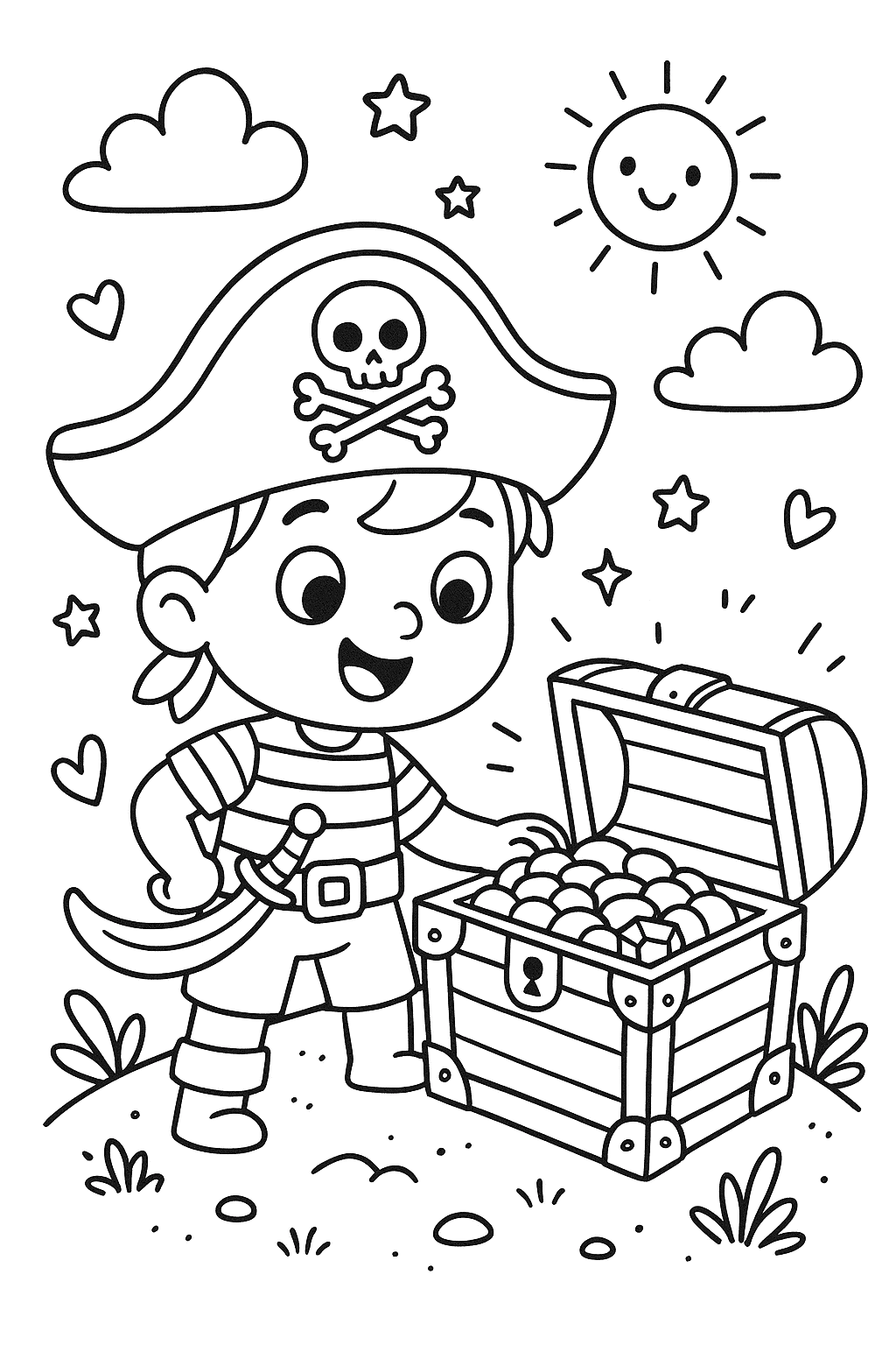 Un pirate qui découvre un trésor