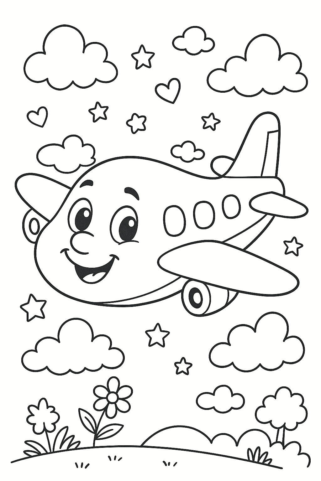 Un avion avec un visage rigolo