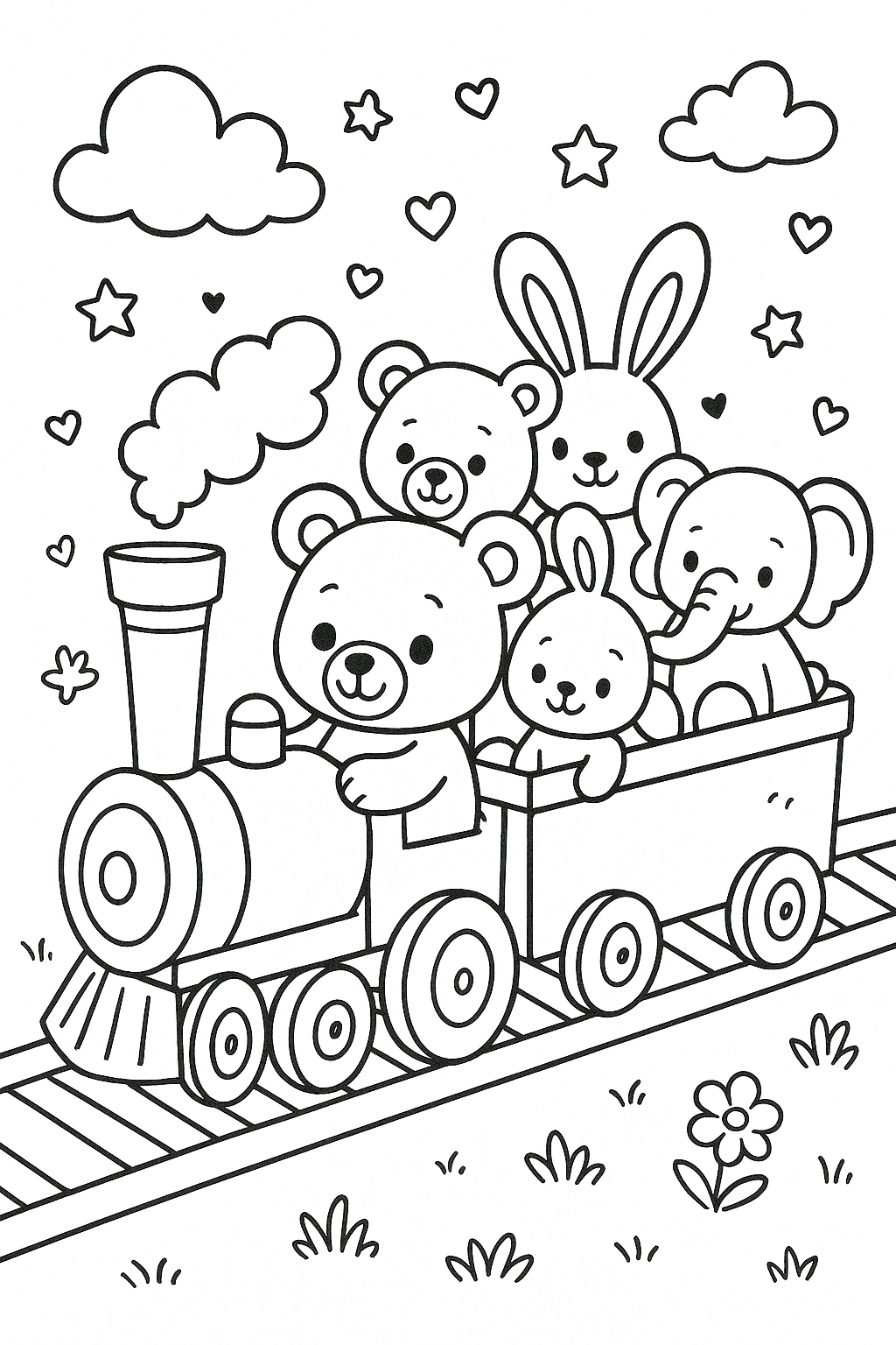 Un train rempli de peluches