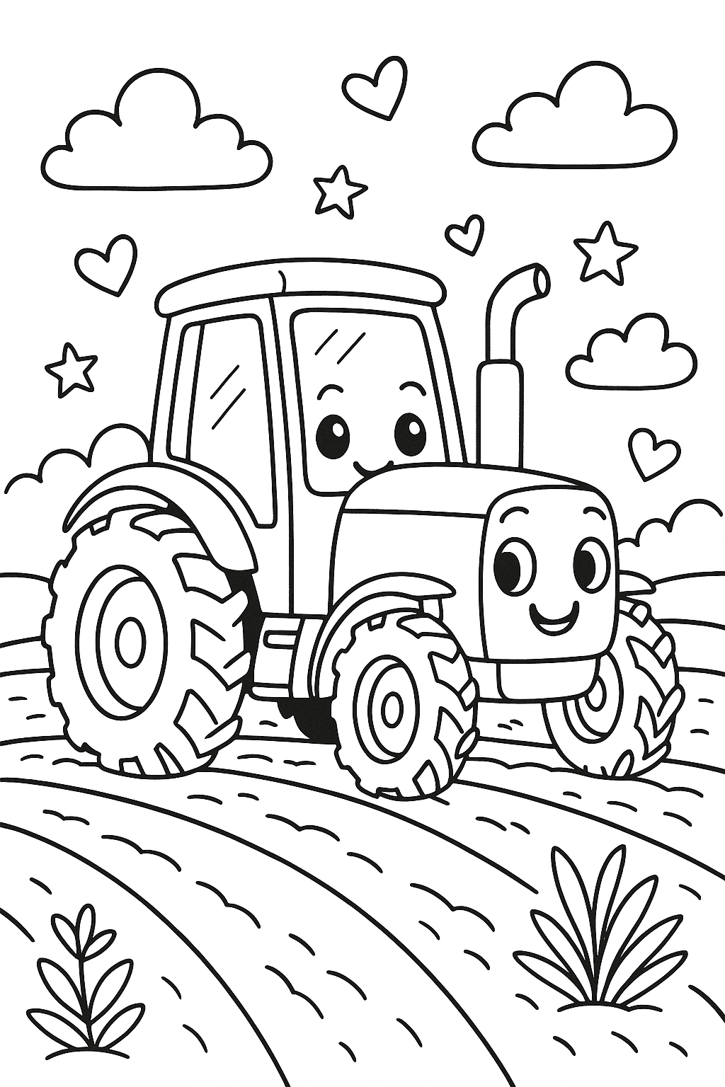 Un tracteur dans un champ