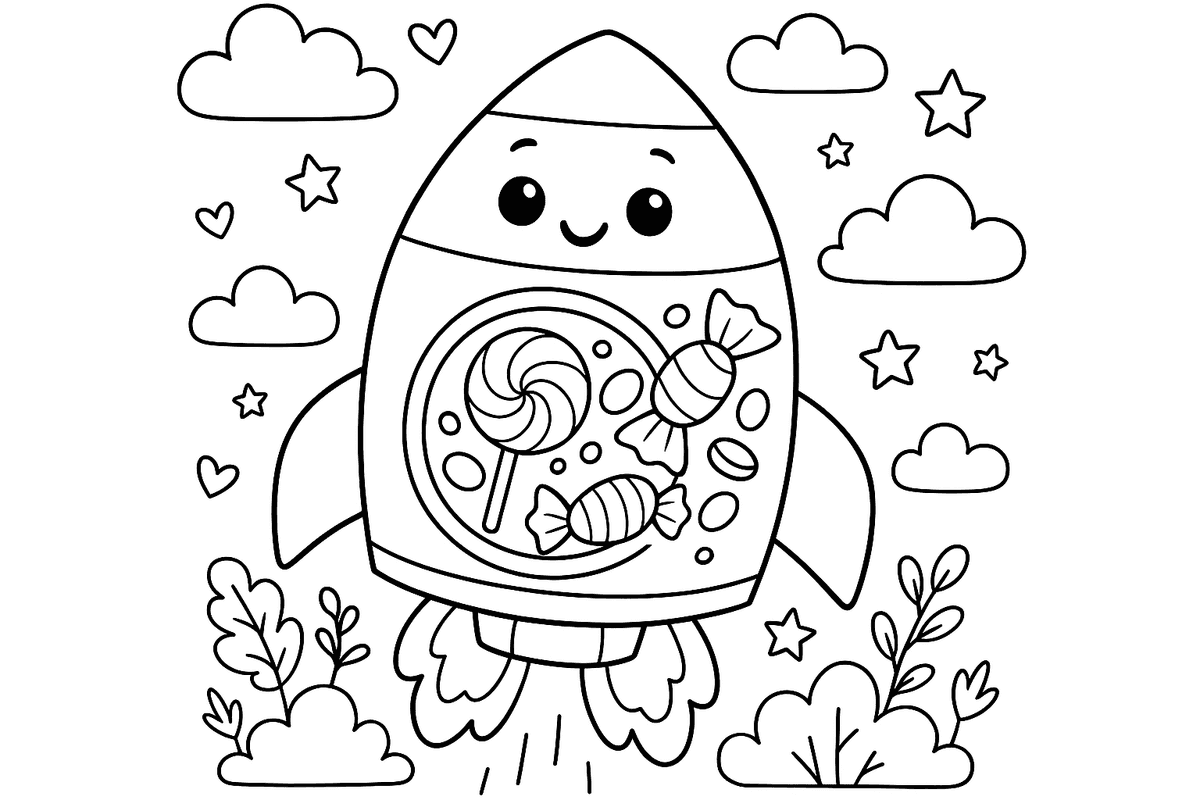 Une fusée remplie de bonbons