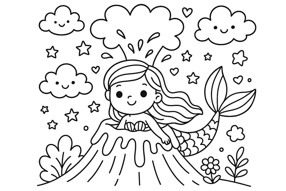 Une sirène dans un volcan en éruption